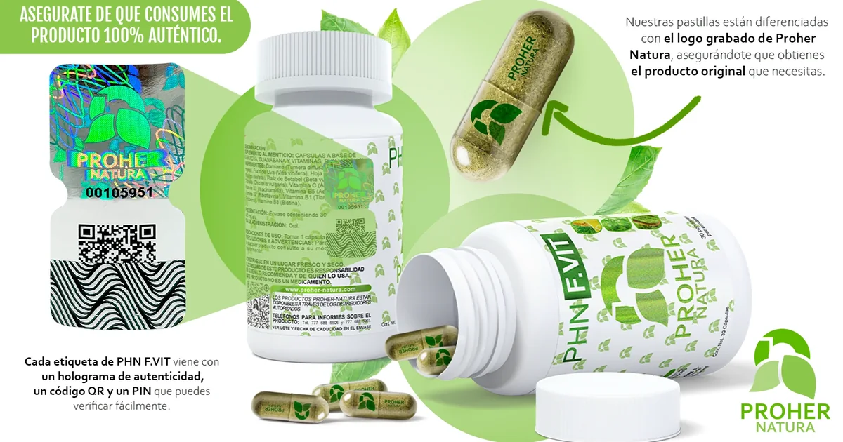 Holograma de autenticidad, código QR y PIN de una etiqueta PHN F.VIT